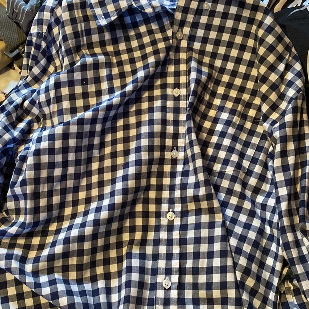Blue and white button up